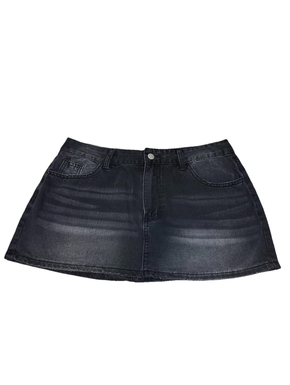 NWT Forever 21 x SHEIN Denim Mini Skirt Black Size L High Rise Stretch Pockets